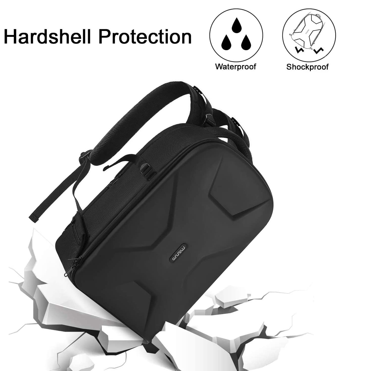MOSISO Waterproof Camera Backpack with Tripod, Laptop Compartment for DSLR, Mirrorless, Nikon, Sony, Canon, DJI Mavic Drone, Black