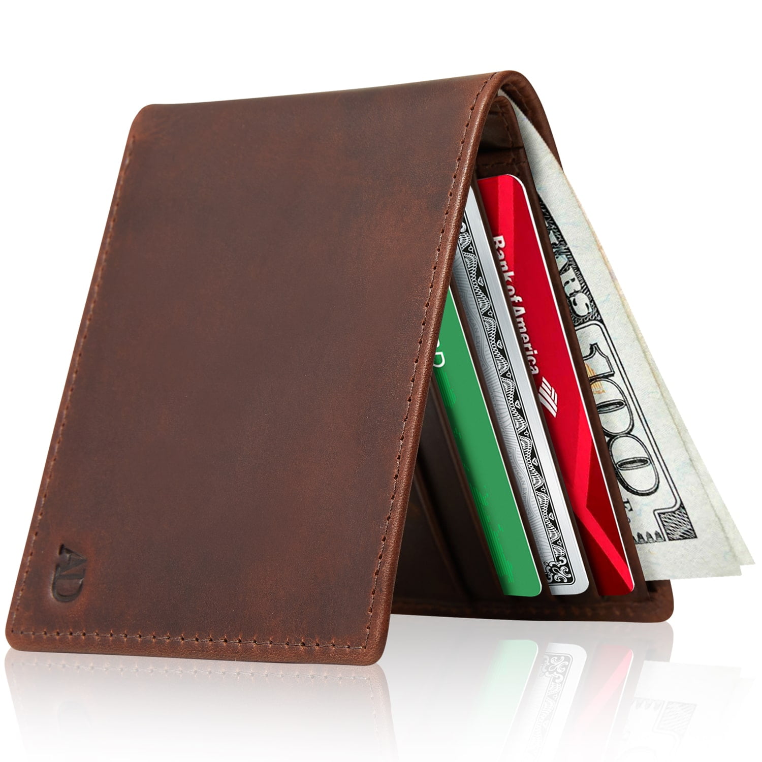 Slim Leather Bifold Wallets For Men Minimalist Small Thin Mens Wallet Rfid Blocking Card