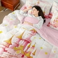 thumbnail image 4 of Erosebridal Pink Castle Bedding Queen Size, Dreamy Princess Bedding Sets Queen Size, Cherry Blossoms Reversible Bed Set, Ultra Soft Room Decor, 7 Pieces, 4 of 6