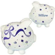 Personalized Hand Painted Lavender Bow Piggy Bank