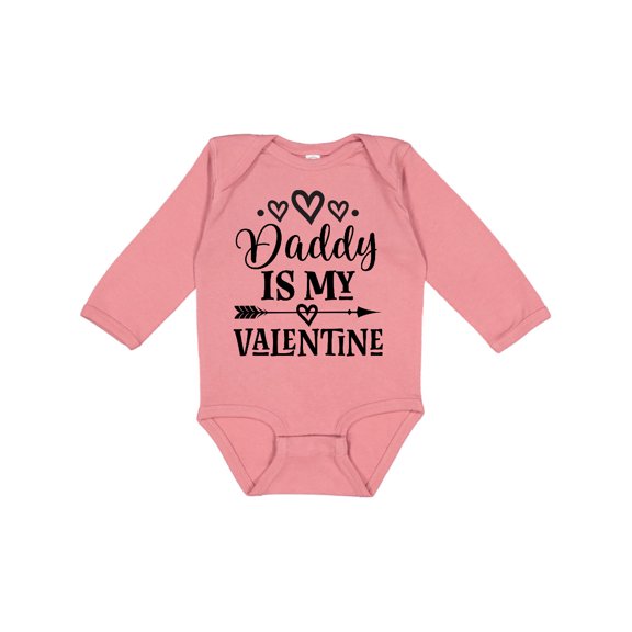 Inktastic Daddy is My Valentine Holiday Girls Long Sleeve Baby Bodysuit
