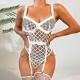 thumbnail image 2 of adviicd White Fishnets Snap Crotch Teddy Lingerie for Women Shape-Shifting Bodysuit Lingerie Strappy One Piece Lingerie White XL, 2 of 4