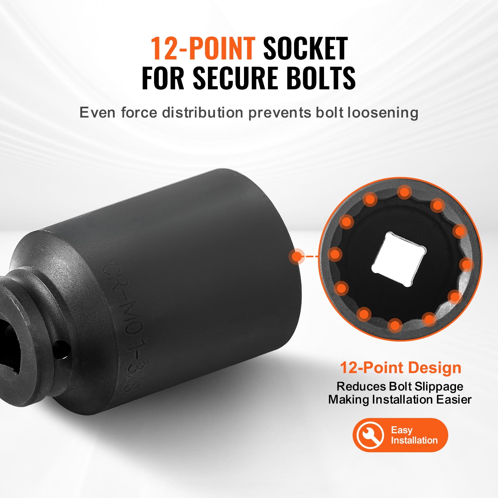 KFFKFF Axle Nut Impact Socket Set, 1/2" Drive, 12-Point Deep Metric 8-Piece Spindle Nut Socket Kit, CR-MO Heat-Treated Large Socket Set with Storage Case for Auto Repair and Axle Nut Installation