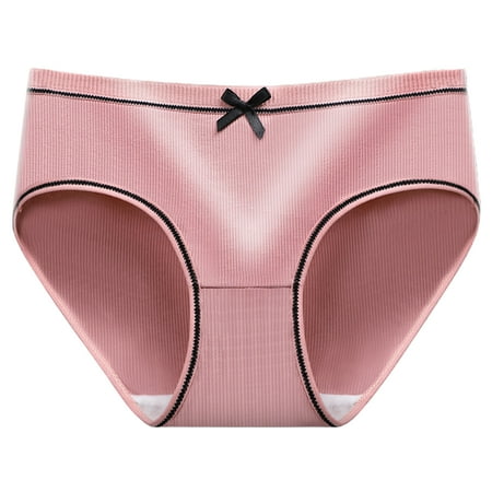 

Girls Seamless Underwear with Bowknot Decor Breathable Rib Fabric Sweet Bikini Panties for Women New