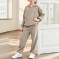 thumbnail image 7 of BXJX Girls Outfit Sets, School Outdoor Long Sleeve 2 Piece Hoodies and Joggers Sets Khaki Size 14-15 T, 7 of 7
