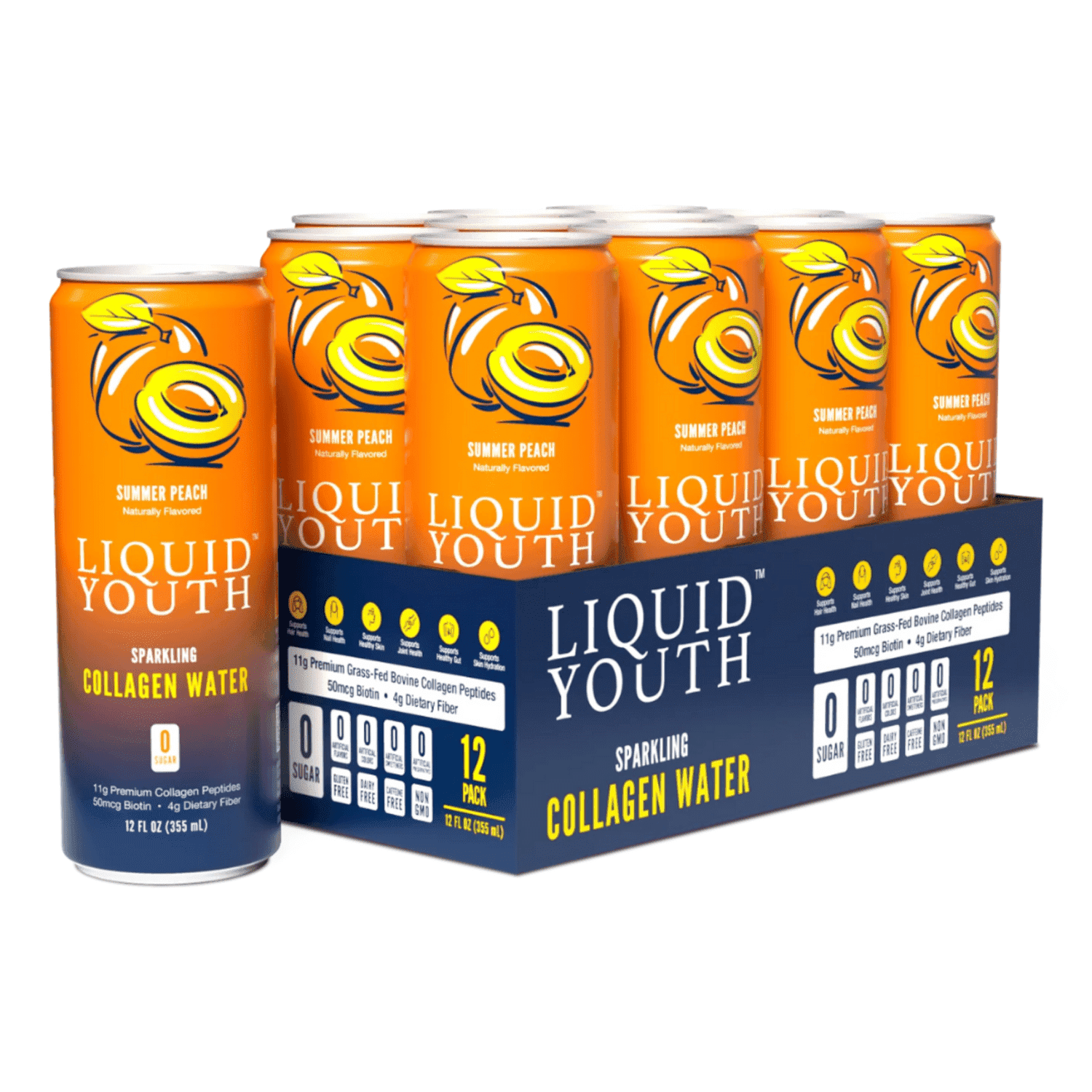 Sparkling Collagen Water - 12 Cans, Summer Peach - Walmart.com