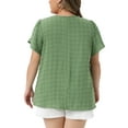 thumbnail image 3 of Agnes Orinda Women's Plus Size Easter Tops Swiss Dot Crew Neck Short Tulip Sleeve Shirts Front Pleated Summer Blouse 2X Green, 3 of 5