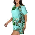 thumbnail image 2 of Bingfone Tropical Pineapple Print Pajamas Sets for Women Soft Short-Sleeved Pjs with Lounge Shorts Two Piece Sleepwear, 2 of 8