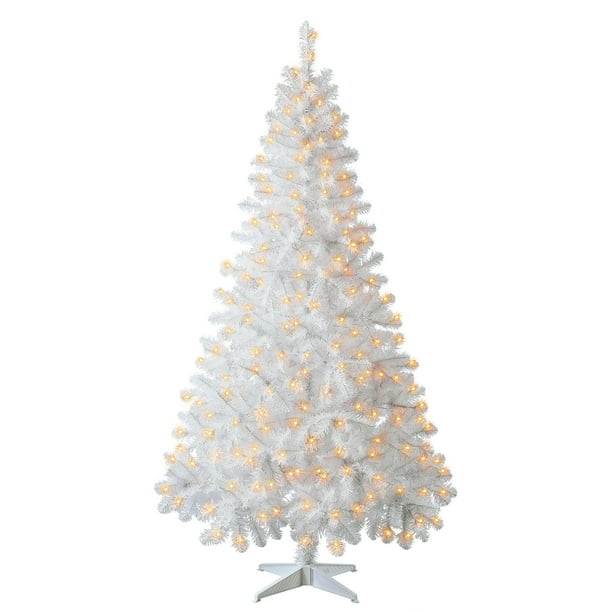Holiday Time Pre-Lit Clear Incandescent Lights Madison Pine White Artificial Christmas Tree, 6.5' - Walmart.com