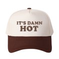 thumbnail image 5 of IT'S DAMN HOT Letter Embroidered Color Block Trucker Hat Unisex Adjustable Cotton Breathable Fashion Cap for Travel Daily Wear, 5 of 11