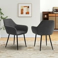 thumbnail image 2 of Gymax Leisure Dining Chair Set of 4 Upholstered Accent Chairs w/ Curved Backrest Gray, 2 of 9