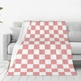 Pink Checkerboard Throw Blanket Soft Cozy Plush Warm Fleece Blanket for