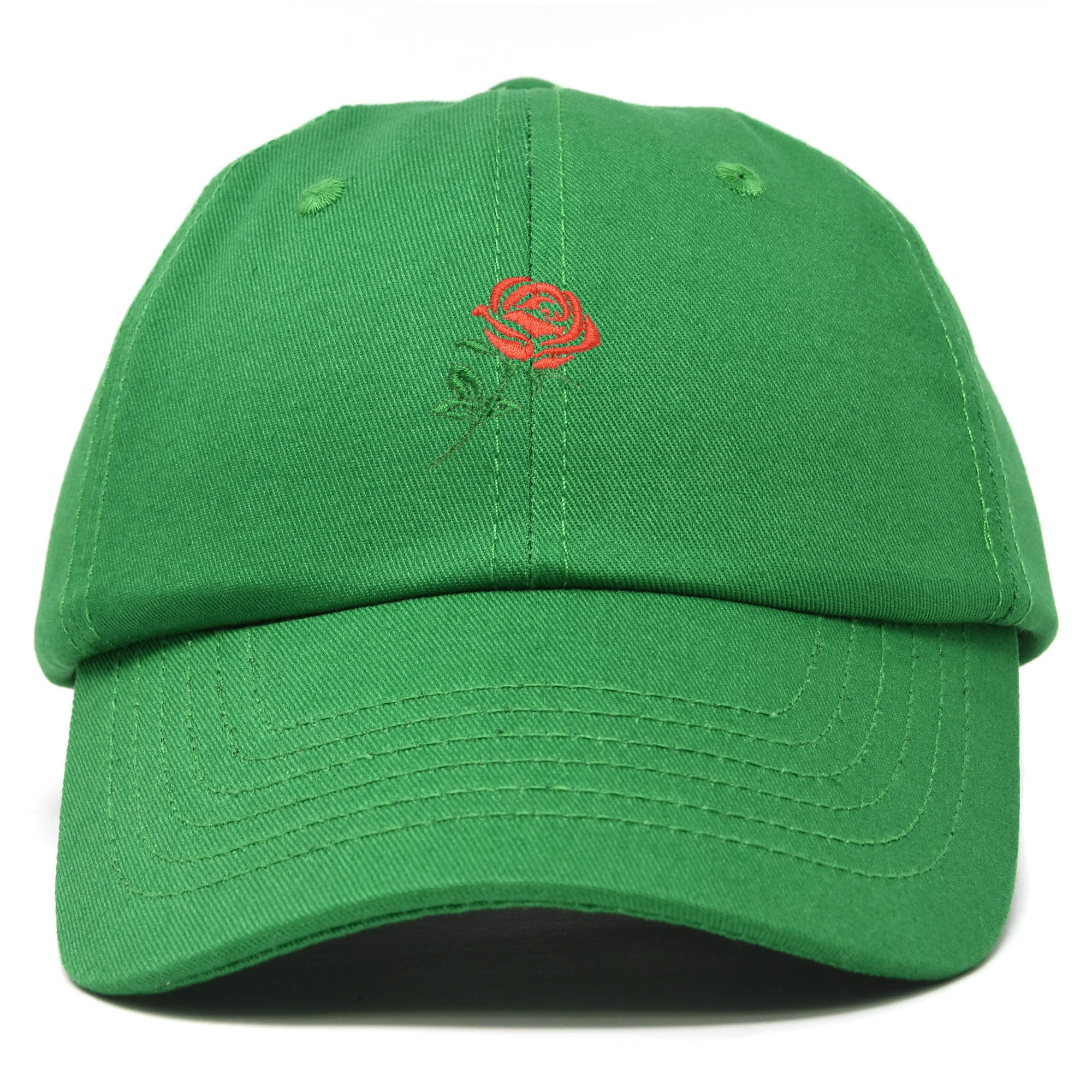 DALIX Red Rose Hat Premium Embroidered Baseball Cap Mens Womens in Kelly Green