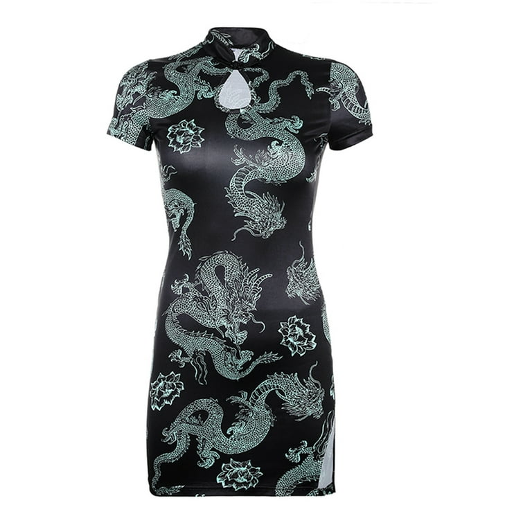 slim fit dress slacks Chinese Style Loose Cheongsam Dress with Round Neck and Trumpet Sleeve main image 0