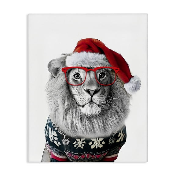 Stupell Industries Cottage Lion in Christmas Sweater Canvas Art, 24 x 30, by Annalisa Latella