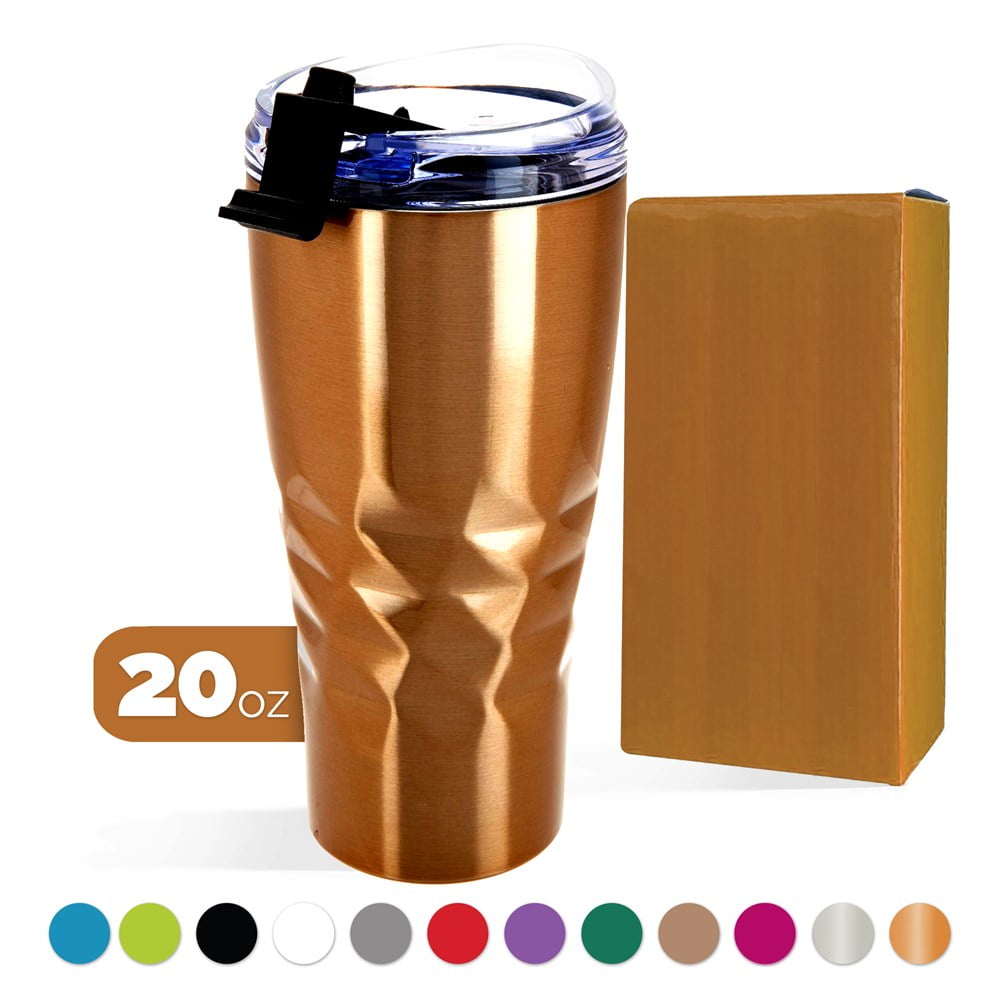 20 Ounce White Primula Peak Hot or Cold Thermal Tumbler Triple Layer Copper Technology 