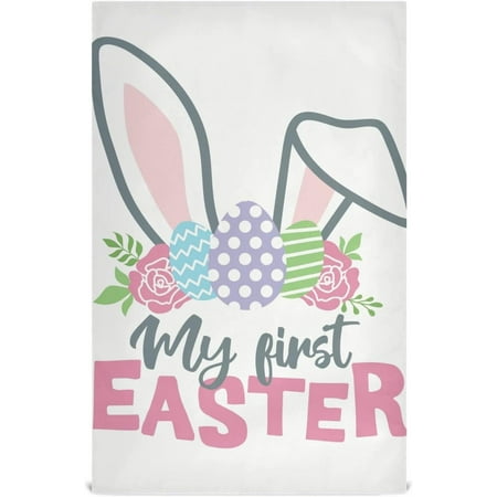 

Bunny Ears Eggs Kitchen Dish Towels Set of 1 Absorbent Hand Towels Lint-Free 18 x28 Happy Easter Fast Drying Hanging Dishcloths for Cooking Baking Home Clean