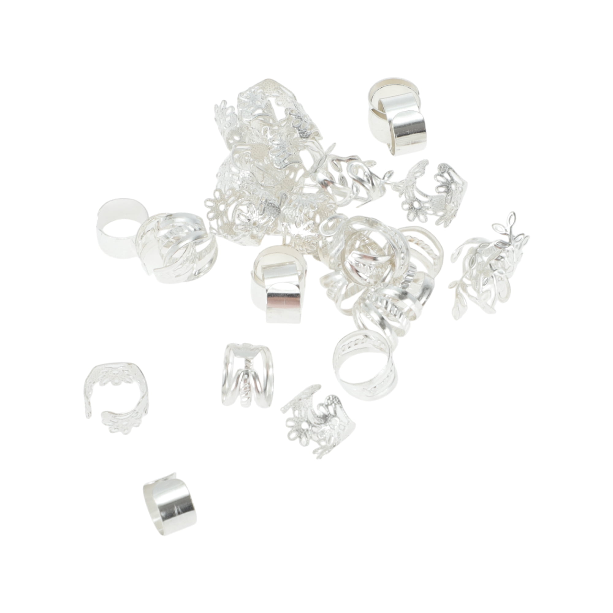 Unique Bargains Hollow Different Style Hair Cuffs Dreadlock Silver Tone 40 Pcs