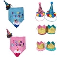 thumbnail image 2 of Pet Dogs Caps/Bibs Cat Dog Birthday Costume Sequin Design Headwear Cap Hat,Christmas Party Pets Accessories, 2 of 6