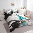thumbnail image 3 of Feelyou Cyan Eiffel Tower Bedding Comforter Set 7 Pieces, Romantic Paris Full Bedding Set, 3 of 8