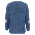 thumbnail image 5 of Womens Valentines Sweaters Solid Color Crewneck Knit Sweater Heart Elbow Patches Long Sleeve Soft Pullover Jumper Top Fall Winter Blue L, 5 of 9