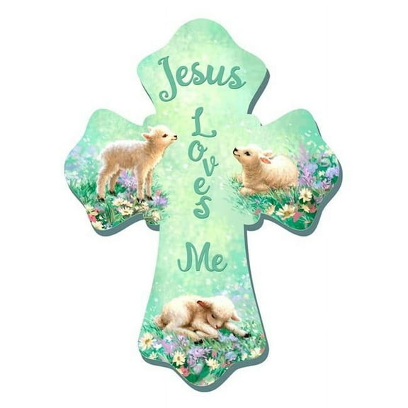Glow Decor Jesus Loves Me Wooden Cross 8 Inch Multicolor