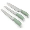 thumbnail image 2 of Oster Linbergh 14 Piece Stainless Steel Cutlery and Cutting Board Set in Green with Soft-Grip Handles, 2 of 6