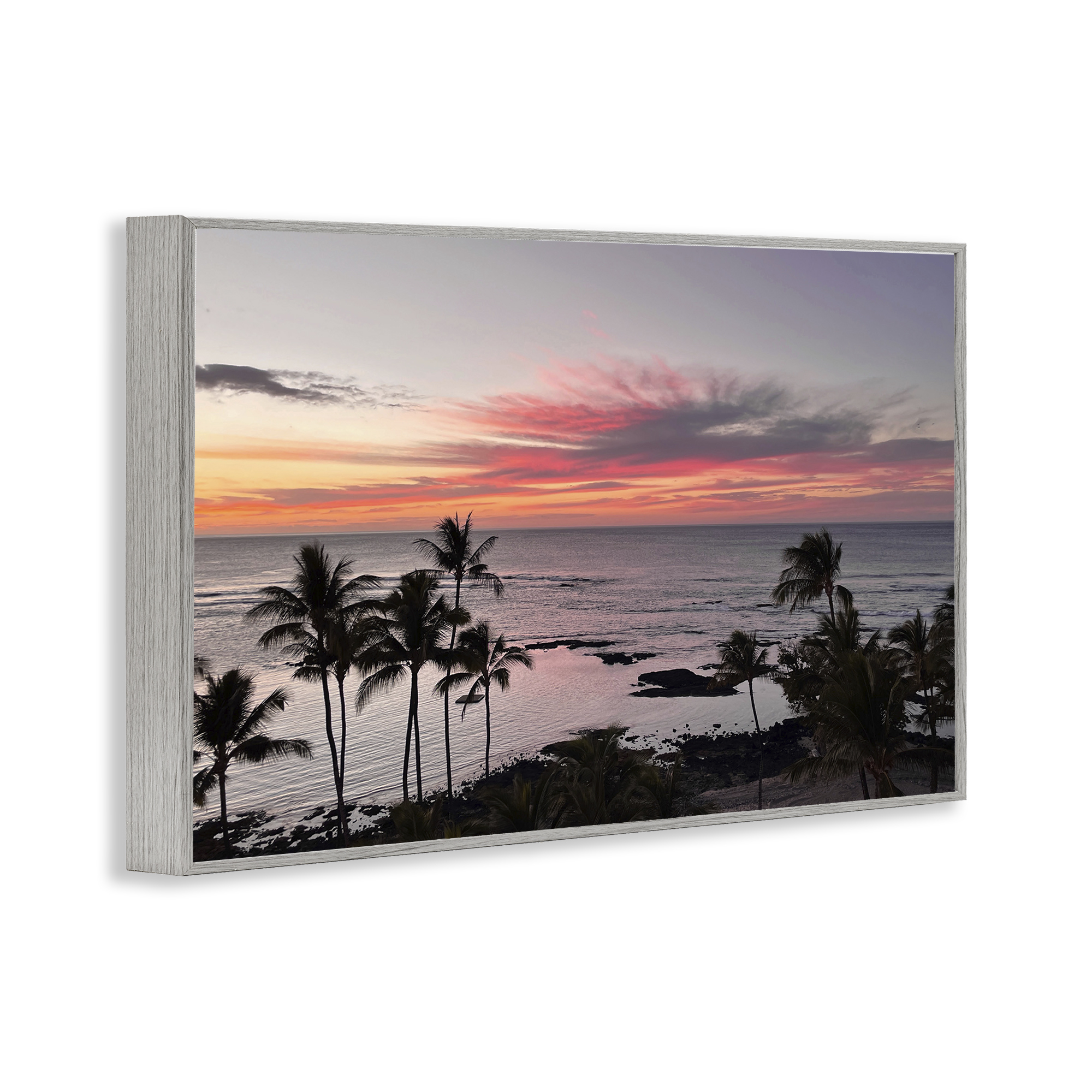 Stupell Industries Fierce Sunset View Landscape Photography Gray Framed Art Print Wall Art, 18 x 12