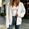 thumbnail image 2 of Besolor Hoodies for Women Fall Winter Drawstring Long Sleeve Zipper Jackets Casual Loose Thick Warm Sweatshirts Coat with Pockets(X-Large,White), 2 of 7