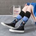 thumbnail image 5 of Naloa Blue Viper Snake 2 Knee Socks, High Socks Long Stretchy Sock Women Knee High Stocking, Long Socks for Women, 5 of 6