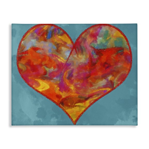 Stupell Industries Modern Modern Heart on Blue Canvas Art, 30 x 24, by Daniel Sproul