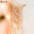 thumbnail image 6 of Spencer Macrame Handmade Woven Wall Hanging Star Dream Catcher Tapestry Boho Chic Home Decoration with String Lights for Kids Room Wedding Ornament "Beige", 6 of 10