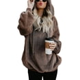 thumbnail image 2 of Sudaderas con capucha difusas para mujer, suéter con bolsillos extragrandes y acogedores, sudadera con capucha, sudaderas con capucha atléticas de lana// kaili Sencillez, 2 of 4