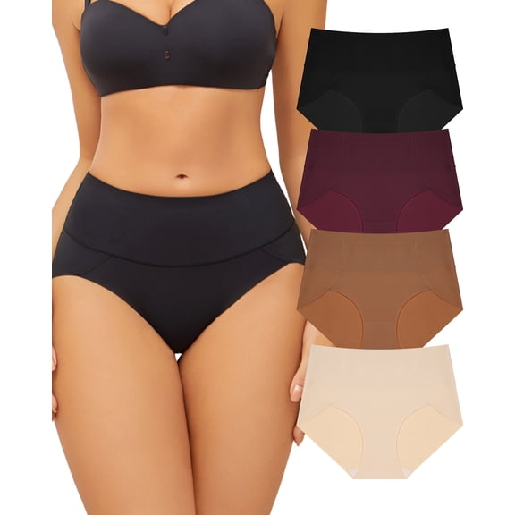 FINETOO Tummy Control Underwear Shapewear for Women Seamless High Waisted Panties Plus Size Control Briefs S-3XL