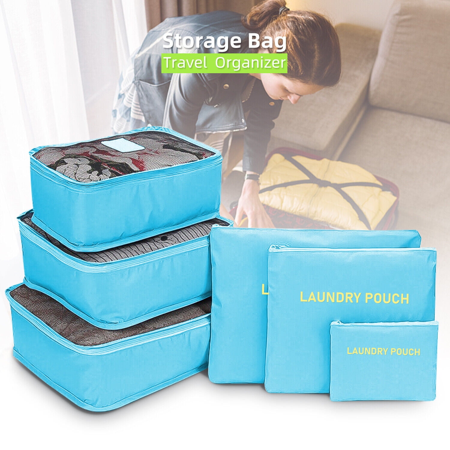 Set of 6 Packing Cubes Luggage Packing Organizers for Travel