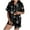 Black, variant on YuYuBao Women Pajamas Sets Christmas Snowflake Print Silk Satin Short Sleeve Button Tops Shorts Pajamas Nightwear