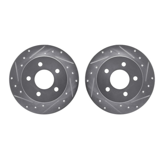 Dynamic Friction Company Rear Brake Rotors-Drilled and Slotted-Silver 7002-54238