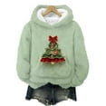 thumbnail image 7 of Women's Hooded Long Sleeve Christmas Printed Flannel Top Hooded Sweatshirt for Winter Comfort and Holiday Fashion,Green,L, 7 of 7