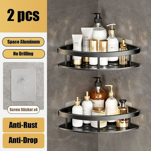 1/2pcs bathroom shelves aluminum kitchen storage organizer shower corner shelf bathroom accessories no drill storage shelves