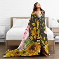 thumbnail image 5 of Sunflower and Pig Blanket Floral Print Throw Blanket Ultra-Soft Flannel Blanket for Teens Adults 50"x40", 5 of 5