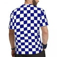 thumbnail image 3 of T Shirt For Men Blue And White Checkerboard Sports T-Shirt Racing Flag Checkered Popular T-Shirts Me, 3 of 7