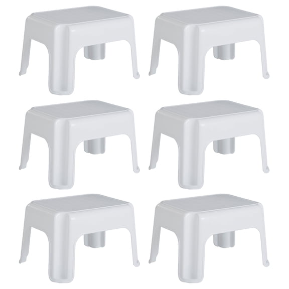 Rubbermaid Durable Plastic Step Stool w/ 300-LB Weight Capacity, White (6-Pack)