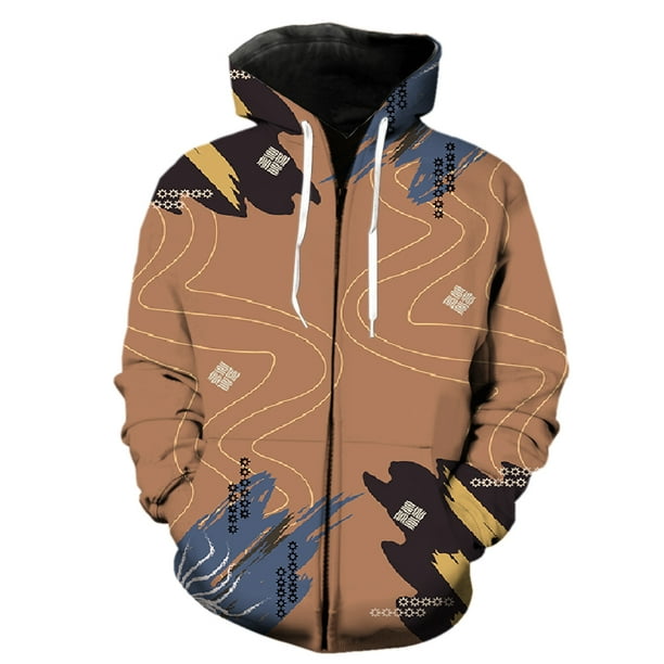 Sudadera con capucha y cremallera para hombre, diseño abstracto de hojas de plantas, manga larga, informal, divertida, unisex, de gran tamaño, estilo Harajuku, ropa de calle de primavera