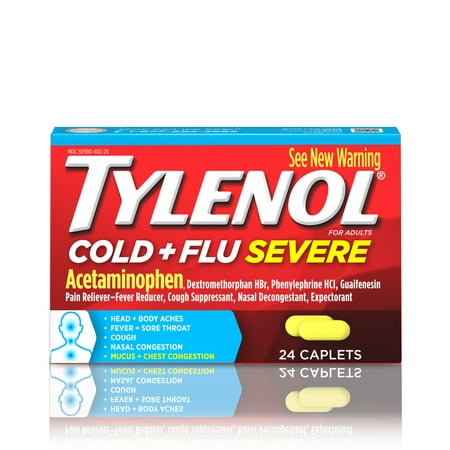 Tylenol Cold + Flu Severe Caplets for Multi-Symptom Relief, 24 (Best Over The Counter Cold And Flu Medicine Uk)
