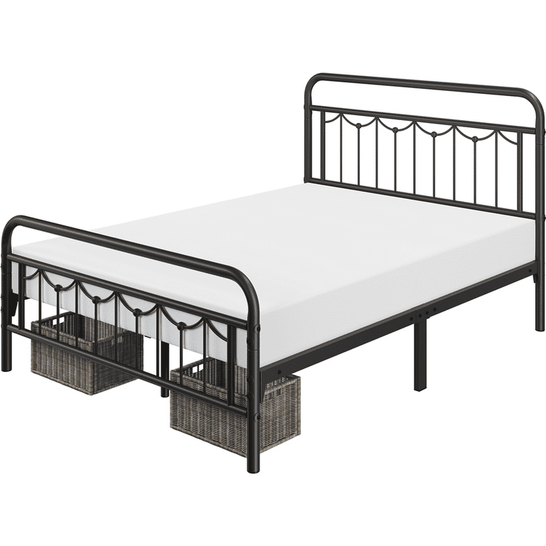 Alden Design Metal Platform Full Bed with Vintage Headboard