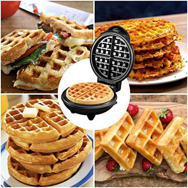 Burgess Brothers Mini Waffle Maker Portable Electric Non-Stick Waffle Iron Belgian Waffle Maker Makes 4 inch Waffles Includes Bamboo Sporks