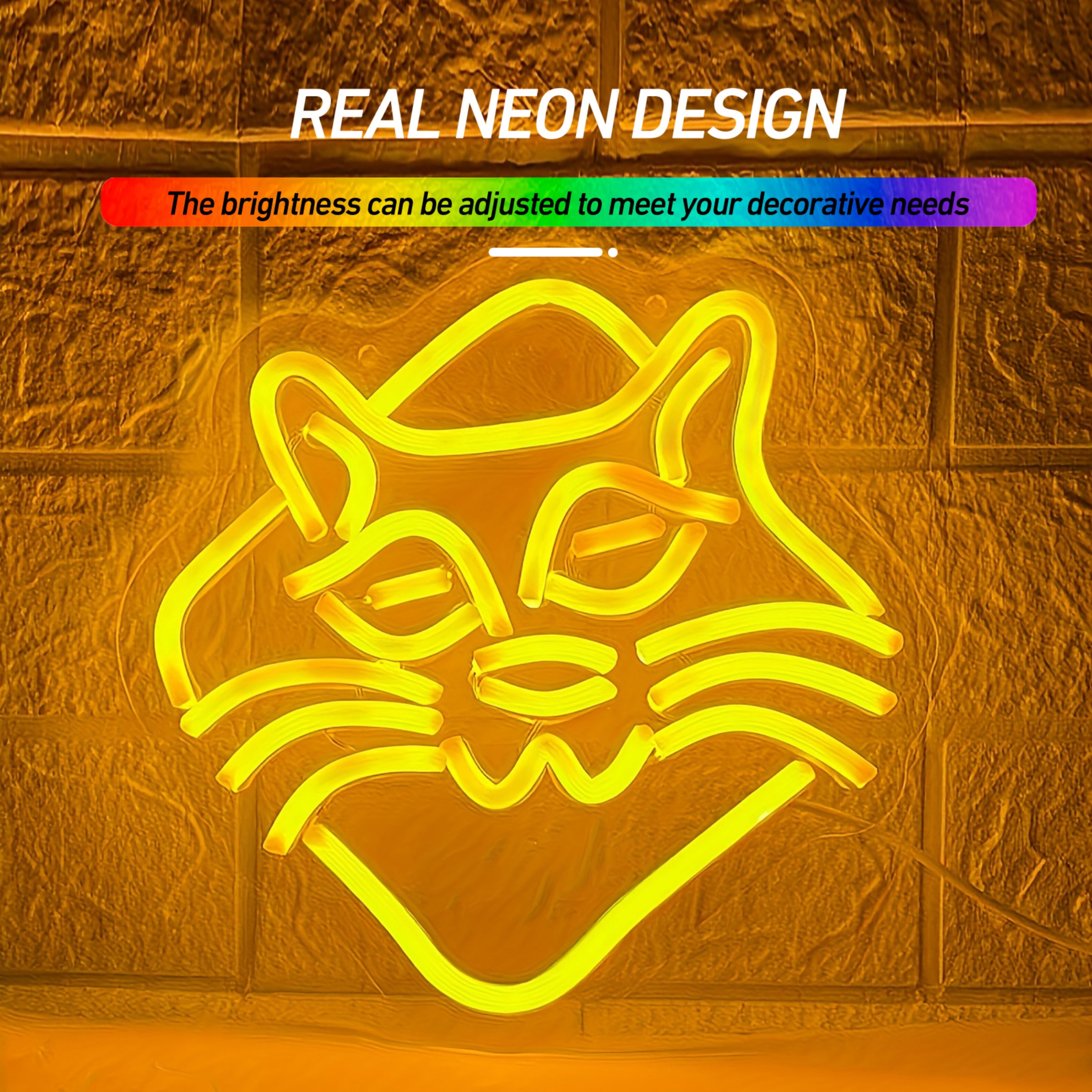 UPONRAY Cat Neon Signs, 8.7"*8.7" Dimmable & USB-Powered LED Neon Light, Stylish Wall Decor for Bedroom, Party, Game Room, Man Cave, Bar