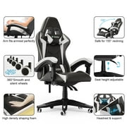 Bigzzia Gaming Chair, Computer with Lumbar Support Height Adjustable with 360-Swivel Seat and Headrest for Office or Gaming (Blue)