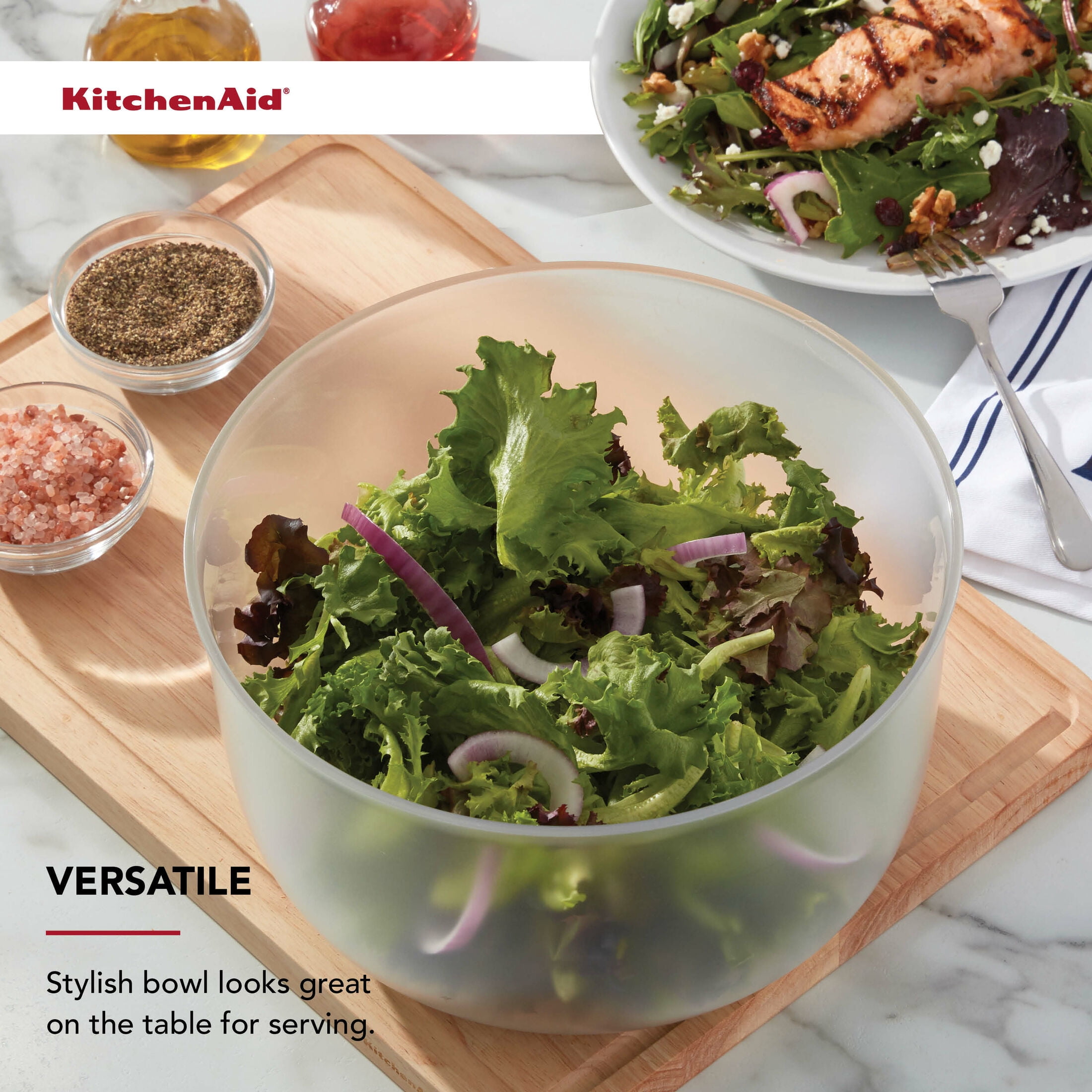 KitchenAid 7.38 qt Pump Salad Spinner and Fruit Washer with Serving Bowl, Mineral Water