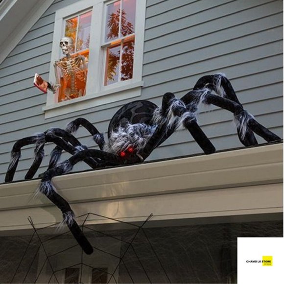 RKSTN Halloween Decorations Halloween Simulation Skull Big Spider 60cm Plush Spider Ornament Halloween Spider Toy Decoration Giant Halloween Spider Decorations Halloween Decor